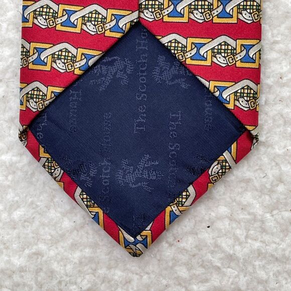 The Scotch House Neck Tie Red Print 100% Silk Made in England - Picture 5 of 9